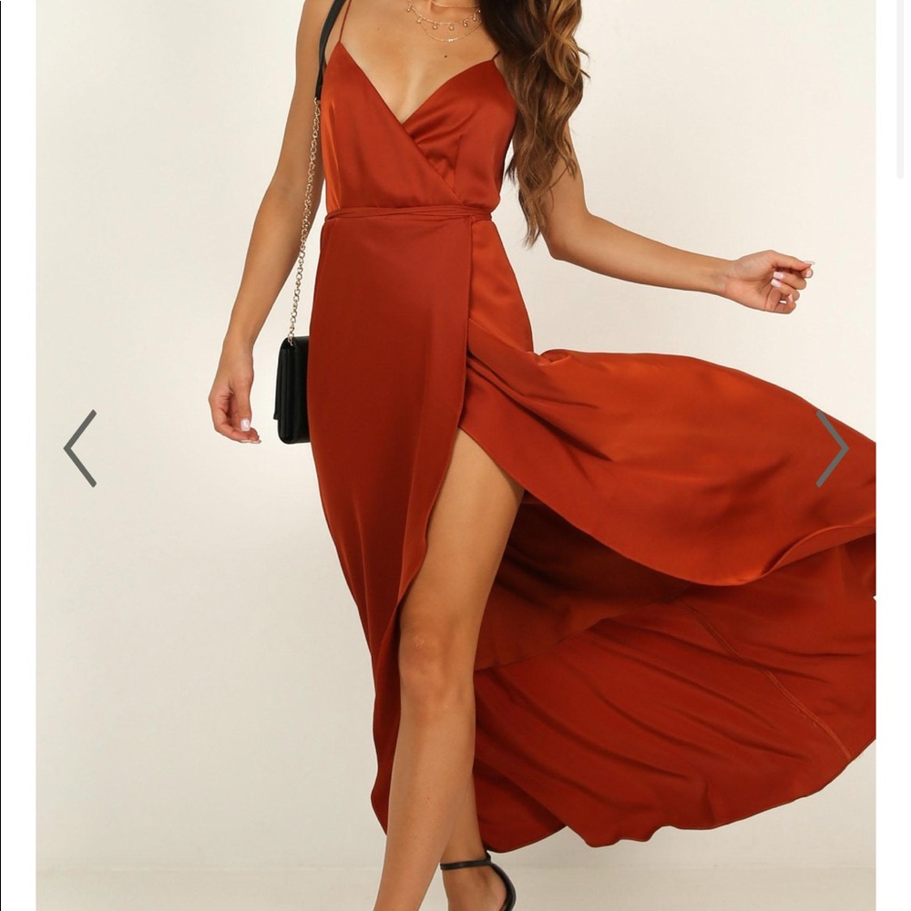 Showpo wrap dress! Copper satin! NWT